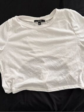 Papaya White Ribbed Crop Tee - Women's